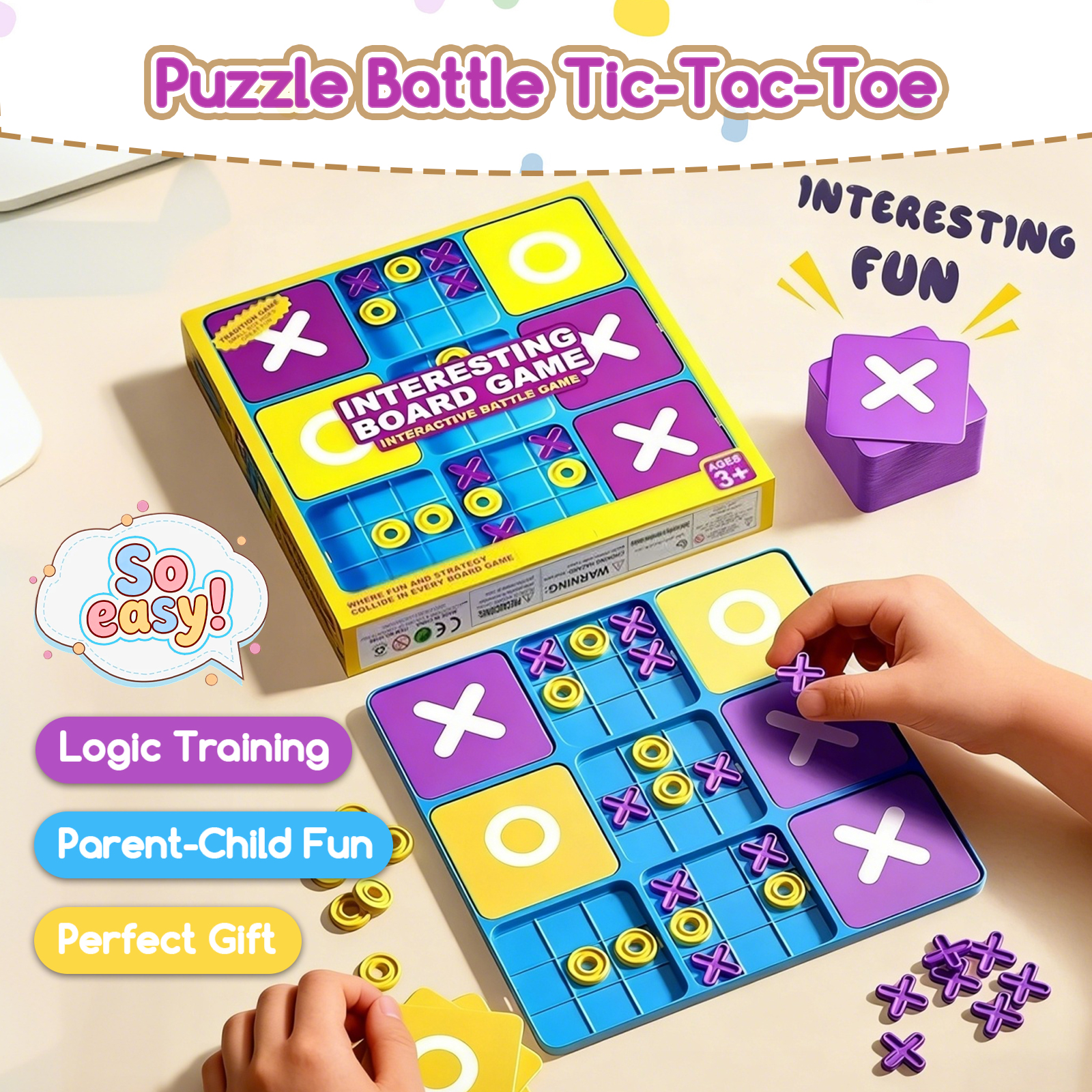 Fun Tic-Tac-Toe Board Game Kid - Kids Education Table recensione e prezzo