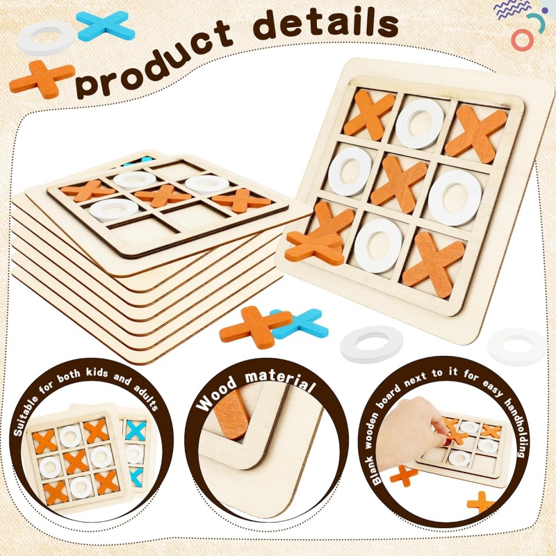 Wooden Tic Tac Toe Games Puzzl - Kids Education Template recensione e prezzo