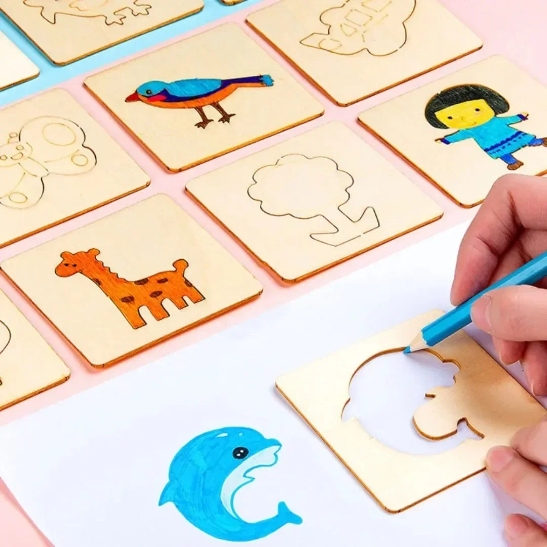 20PCS Montessori Wooden Drawin - Kids Education Template recensione e prezzo