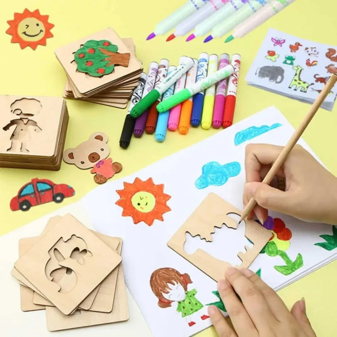 20PCS Montessori Wooden Drawin - Kids Education Template recensione e prezzo