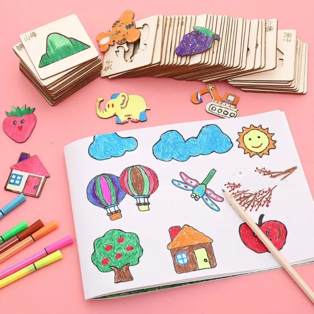 20PCS Montessori Wooden Drawin - Kids Education Template recensione e prezzo
