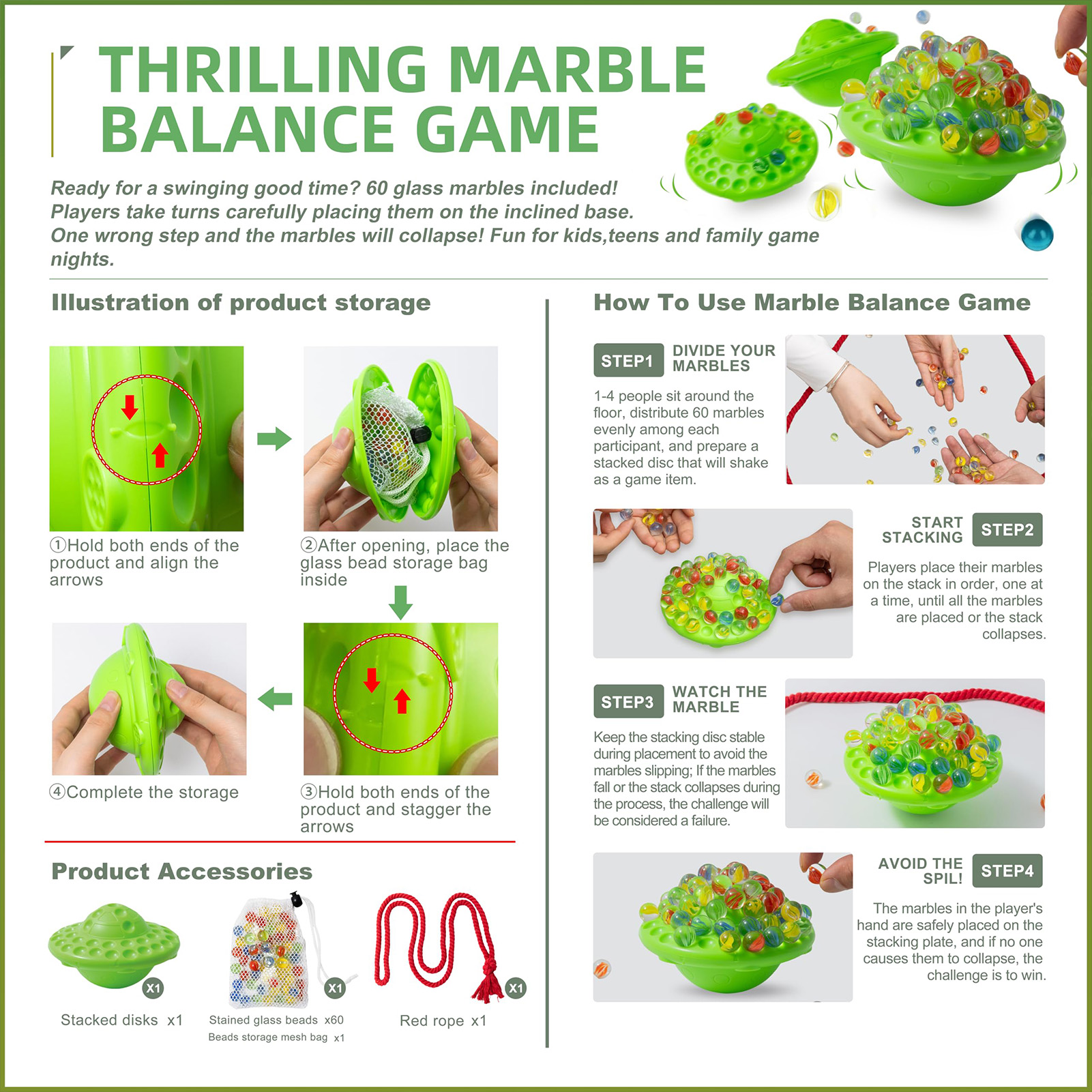 Glass Marble Balance Game for  - Kids Education Table recensione e prezzo