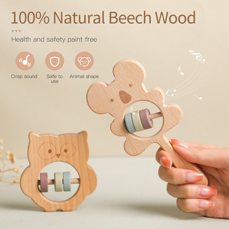 Wooden Rattles for Kids Animal - Kids Education Shows recensione e prezzo