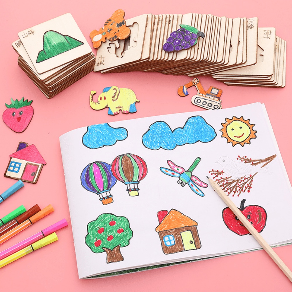 20pcs Kids Drawing Toys Wooden - Kids Education Template recensione e prezzo
