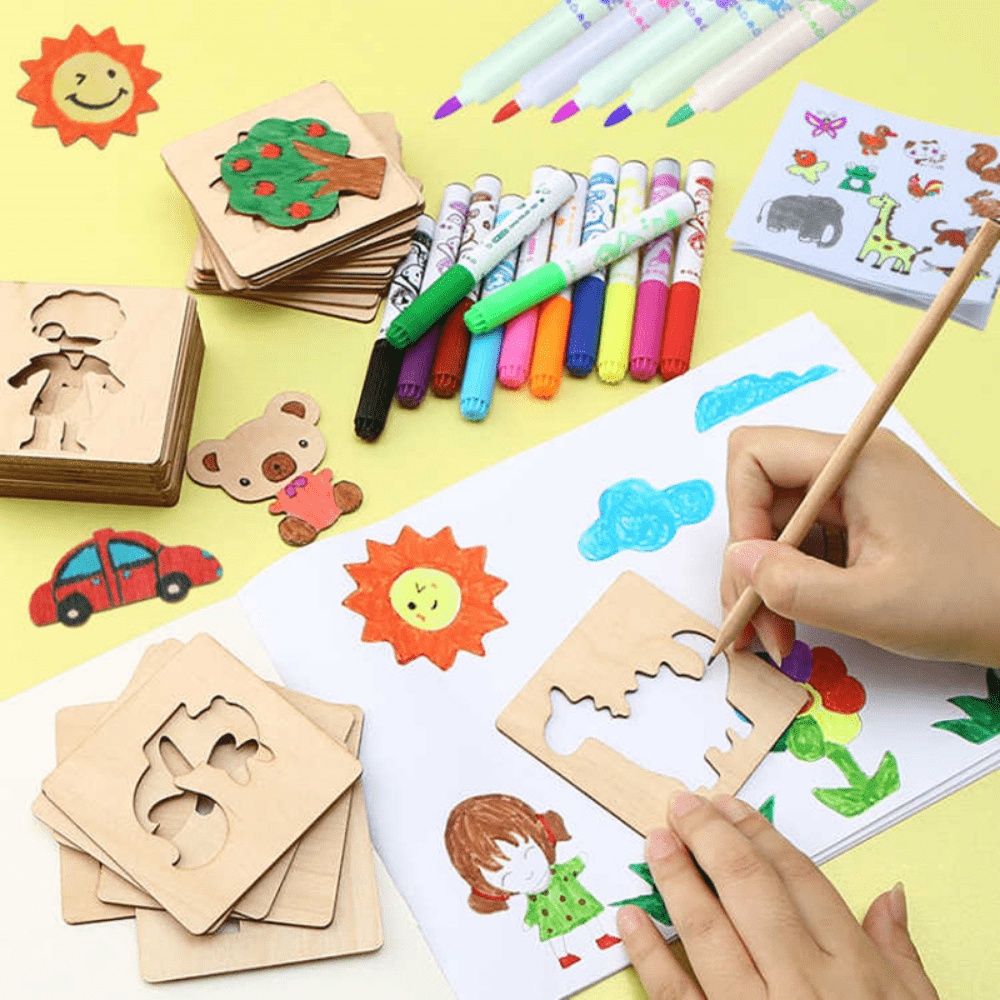 20pcs Kids Drawing Toys Wooden - Kids Education Template recensione e prezzo
